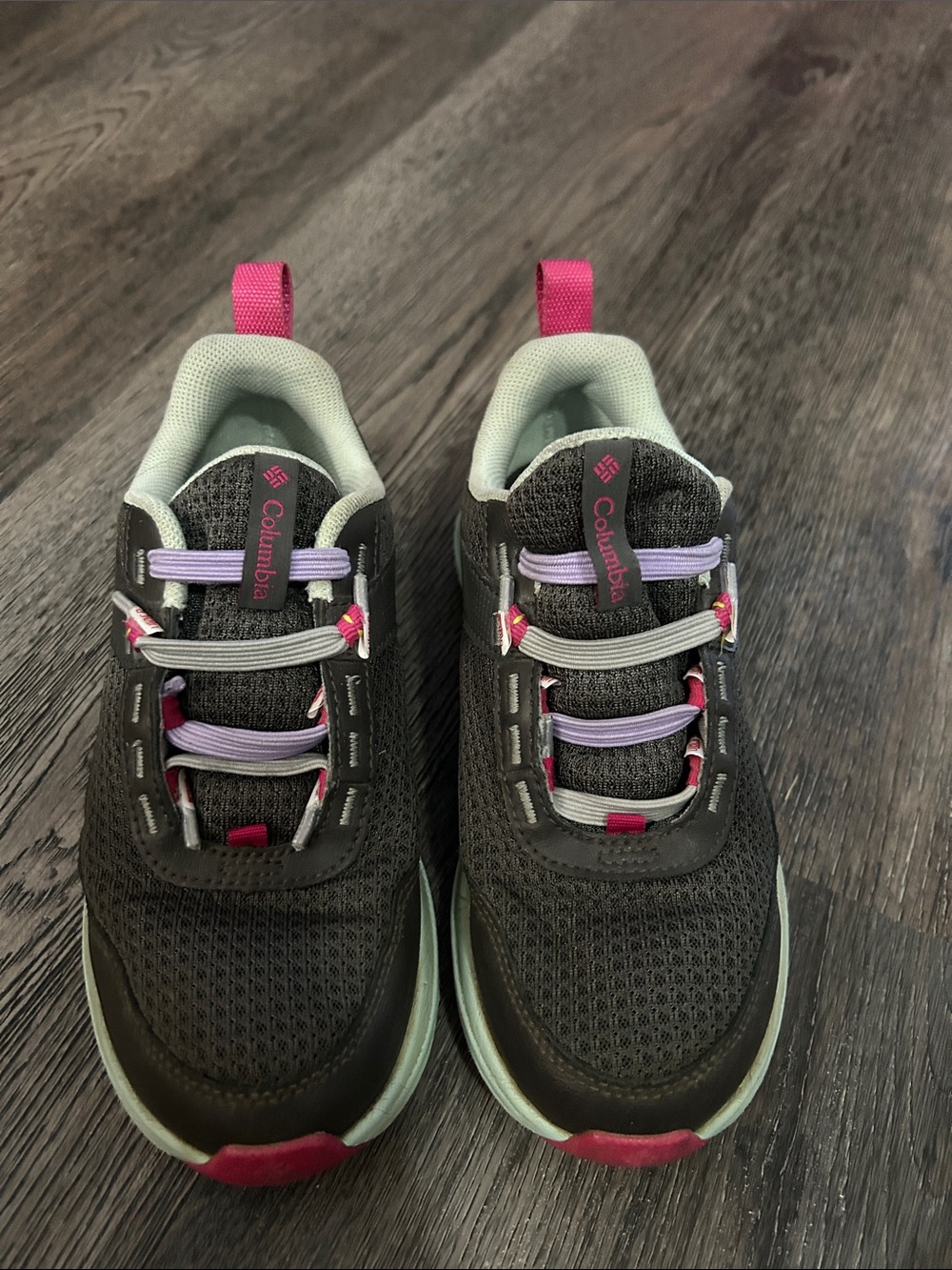 Columbia Kids Black Sneakers with Pink & Lavender Details